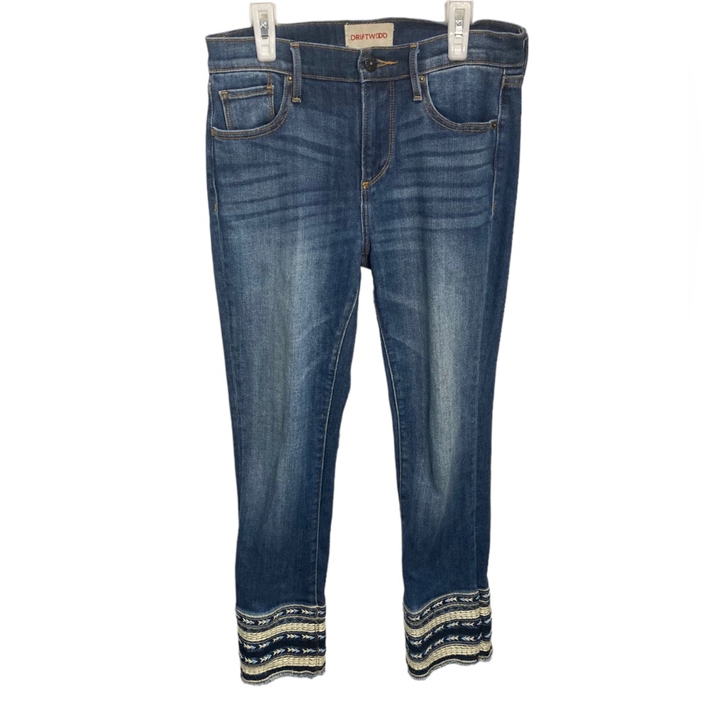 Driftwood Colette Jeans Cropped Embroidered Hem‎